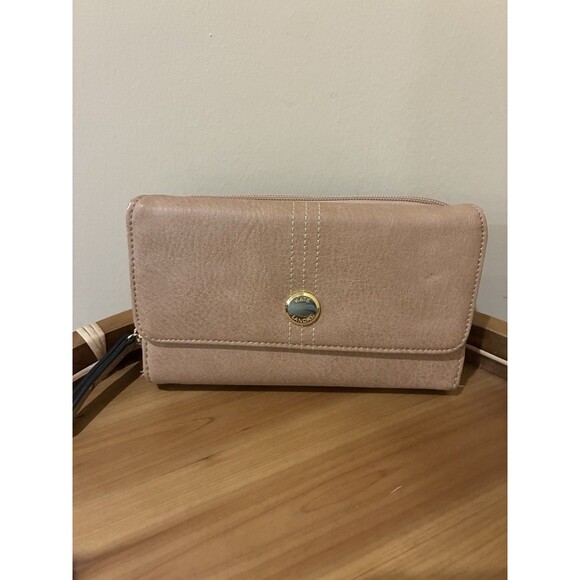 Kate Landry Tan  wallet bill fold travel zip around clutch organizer - Picture 1 of 5